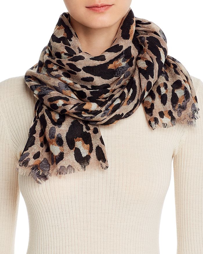 Bloomingdale's Leopard Print Wool Scarf - 100% Exclusive In Camel