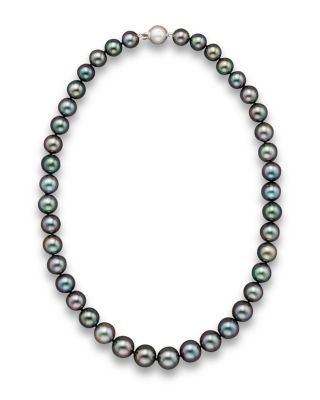 Bloomingdale's Fine Collection - Tahitian Black Cultured Pearl Necklace, 18"