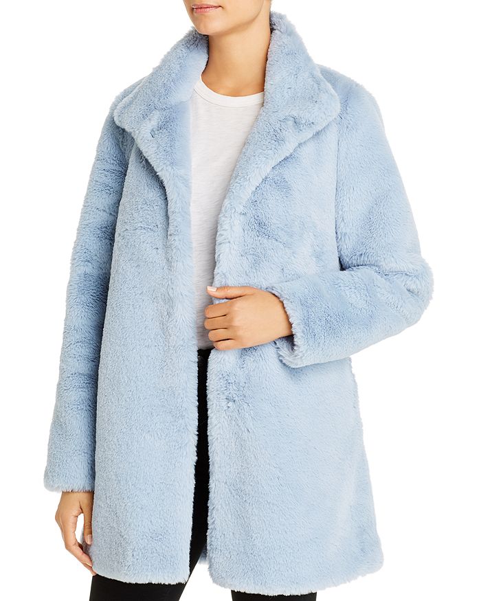 Calvin Klein Faux Fur Coat In Pastel Blue