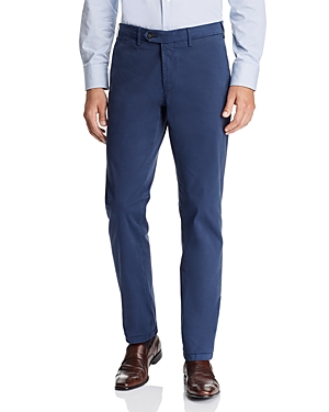Canali Cotton Stretch Garment-washed Regular Fit Chino Trousers In Blue