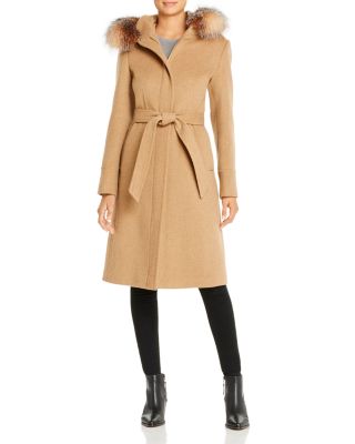 fur trim wrap coat