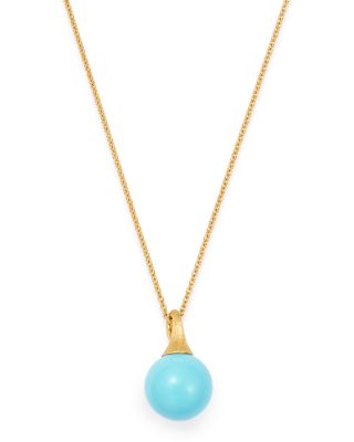 18K Yellow Gold Africa Boule Turquoise Pendant Necklace, 16.75"