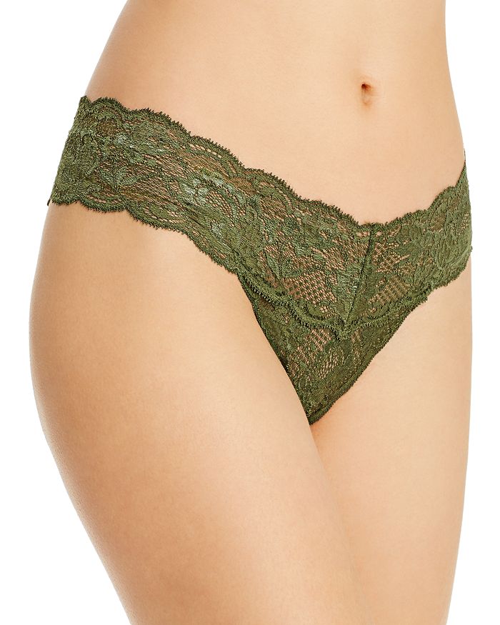 Cosabella Never Say Never Cutie Low-rise Thong In Evergreen