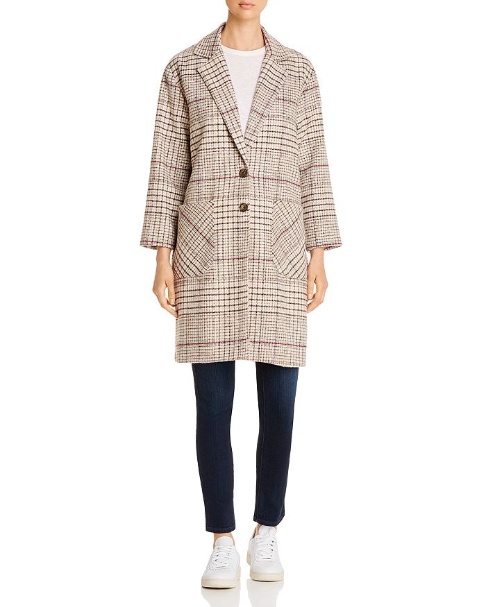 The Fifth Label Mountains Plaid Two-button Coat In Sand/mocha