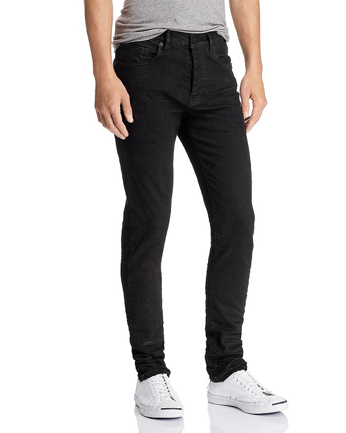Purple Brand 3-D Resin Skinny Fit Jeans in Black Repair Bloomingdale's