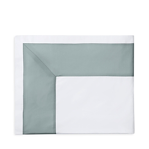 Sferra Casida Flat Sheet, King In White/seagreen