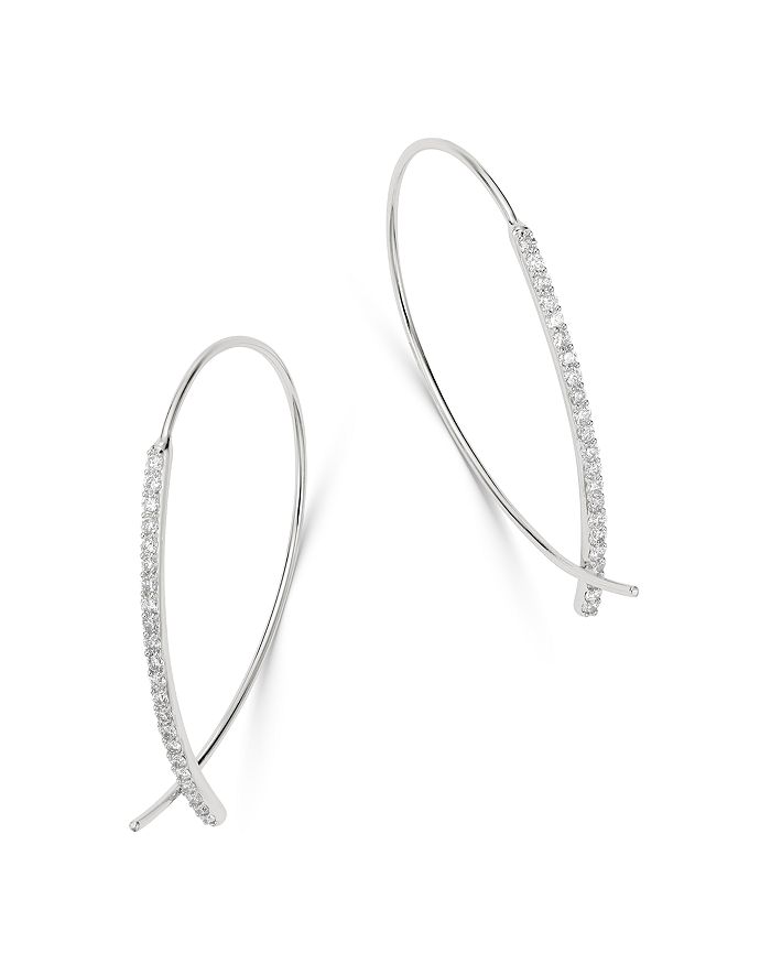Bloomingdale's Micro-pave Diamond Threader Earrings In 14k White Gold, 0.50 Ct. T.w. - 100% Exclusive