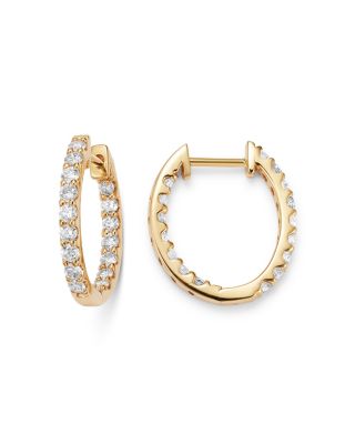 Diamond Inside-Out Oval Hoop Earrings in 14K Yellow Gold, 1.0 tcw 