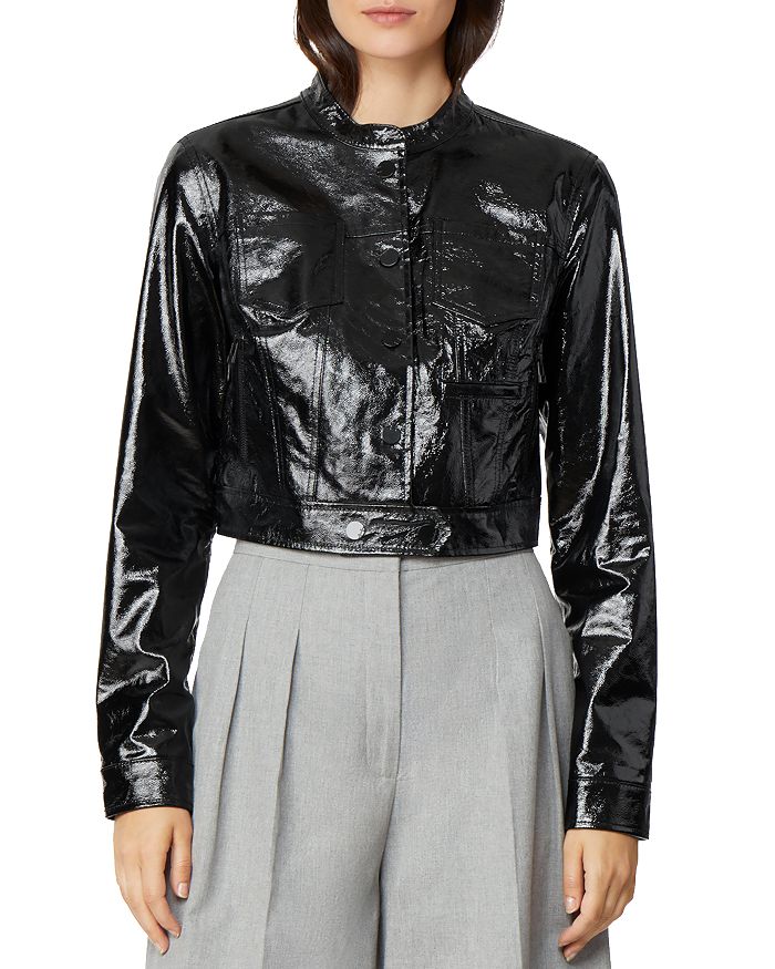 Habitual Remy Cropped Patent-leather Jacket In Patent Black | ModeSens