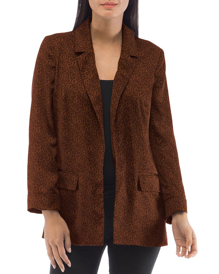 B Collection By Bobeau Leopard-print Relaxed Open Blazer In Ditsy Leopard Chestnut