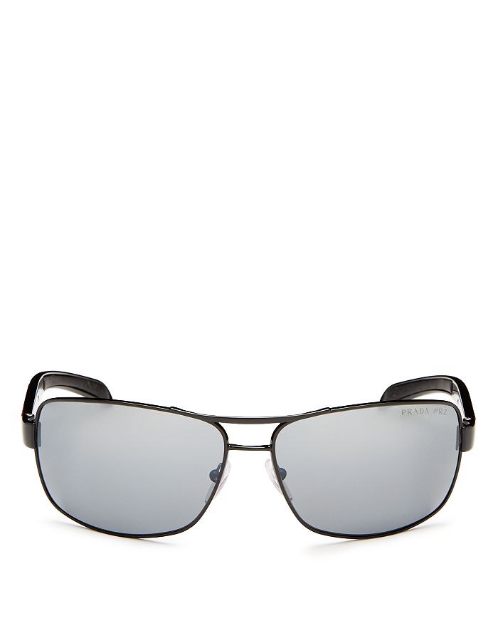 Prada Men's Polarized Brow Bar Aviator Sunglasses, 65mm In Black/gray