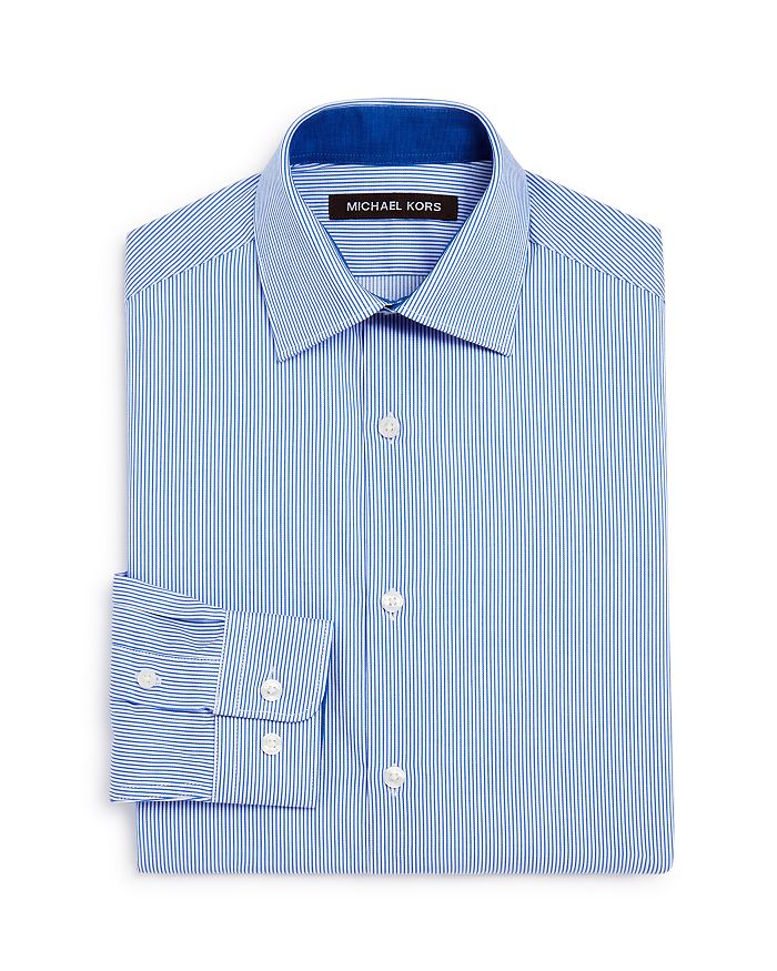 Michael Kors Boys' Striped Dress Shirt - Big Kid In Blue/white