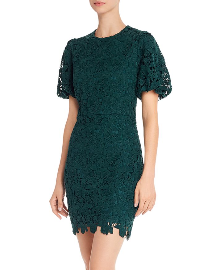 Aqua Puffed-sleeve Lace Dress - 100% Exclusive In Dark Green