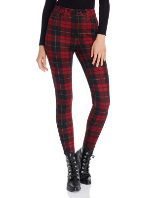 red and black plaid women's pants