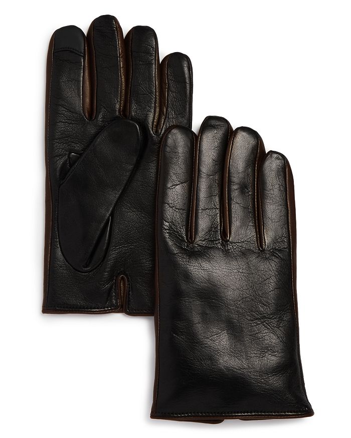 The Men's Store At Bloomingdale's Cashmere-lined Nappa Leather Gloves - 100% Exclusive In Black / Dark Brown