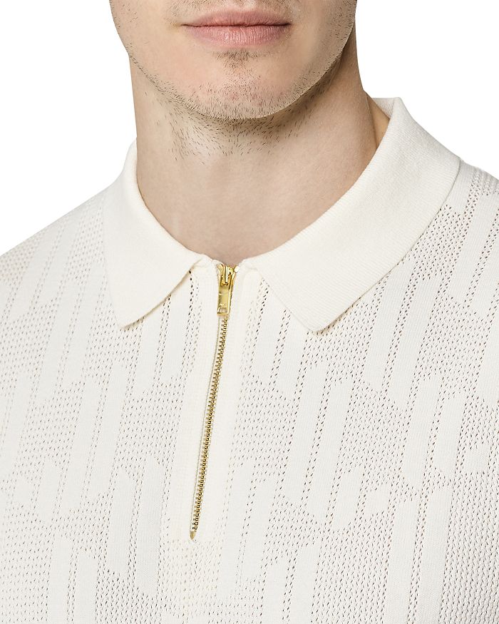 Reiss Textured Regular Fit Zip Polo Shirt In Sage | ModeSens