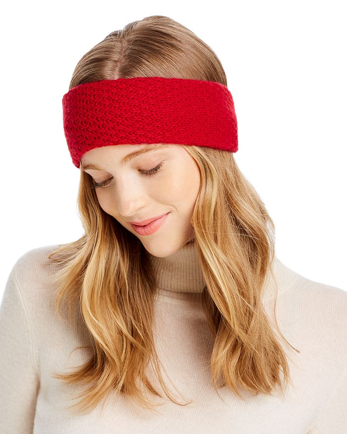 C By Bloomingdale's Waffle-knit Cashmere Headband - 100% Exclusive In Cherry