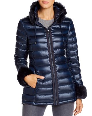 via spiga faux fur trim puffer jacket