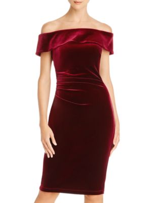 wine red off the shoulder sequin embellished sheath dress