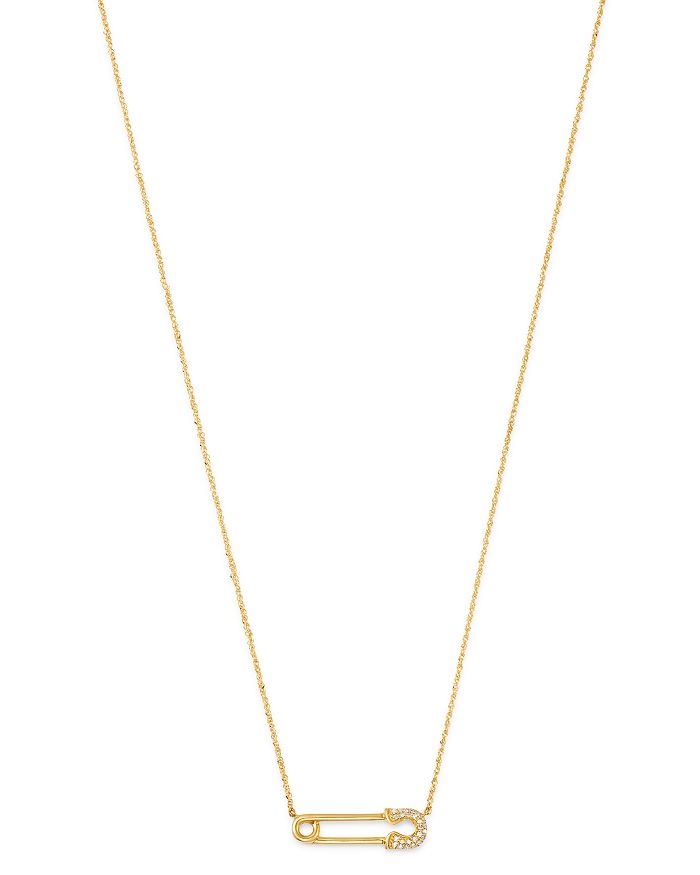 Bloomingdale's Diamond Safety Pin Pendant Necklace In 14k Yellow Gold