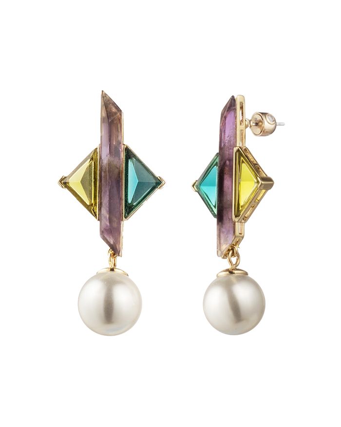 Carolee Triangular Stone Drop Earrings In Multi