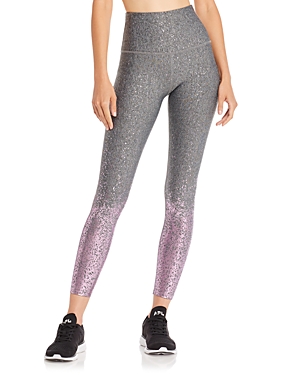 Beyond Yoga Alloy Ombre High-waist Leggings In Black White/shiny Mauve Speckle