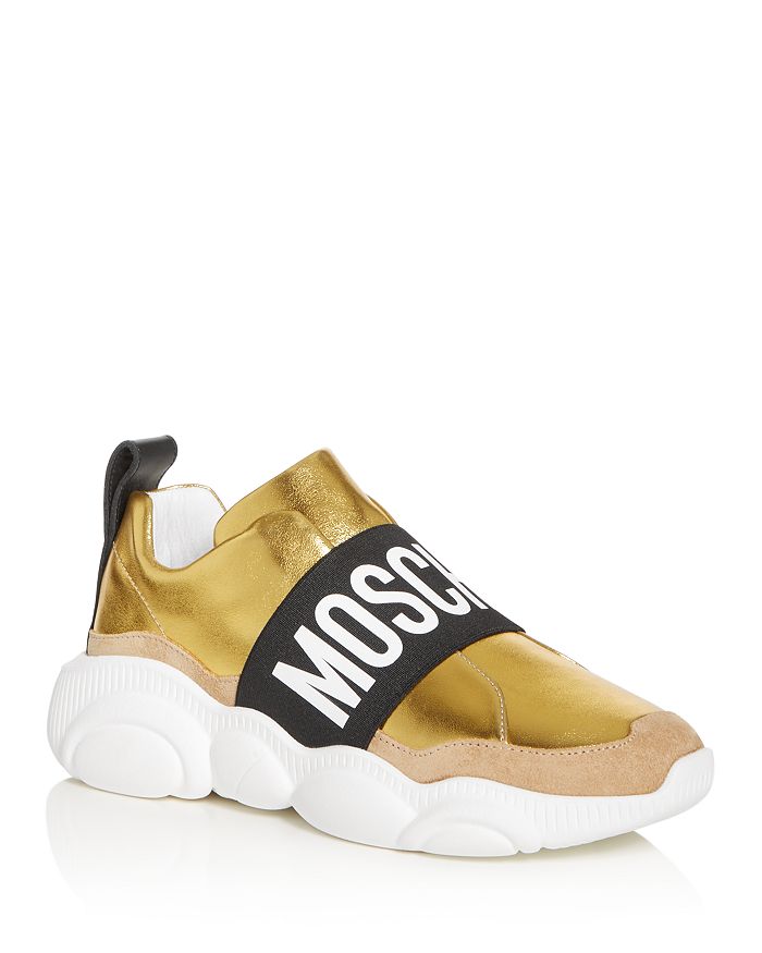 moschino logo leather platform sneakers