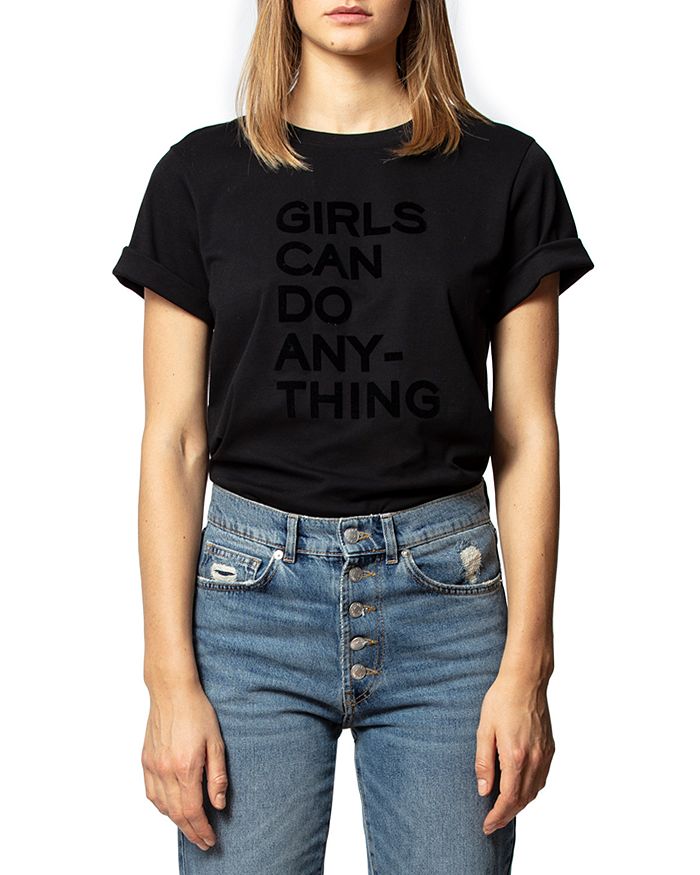 ZADIG & VOLTAIRE BELLA GIRLS CAN DO ANYTHING TEE,WHTR1804F