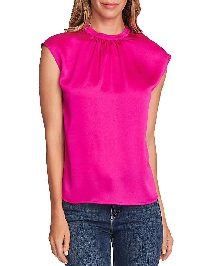 VINCE CAMUTO SHIRRED CAP-SLEEVE TOP,9159064