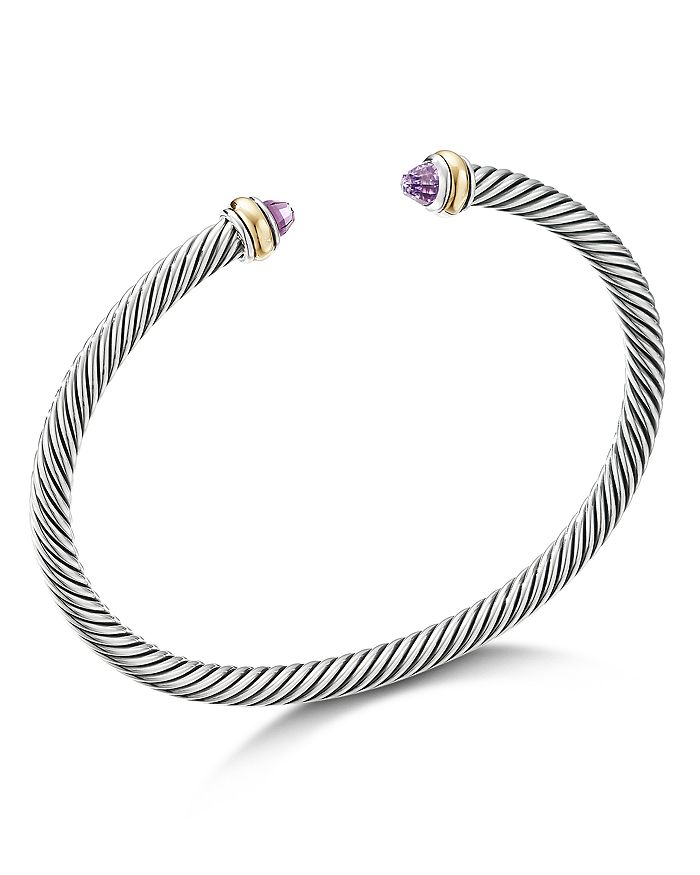 DAVID YURMAN STERLING SILVER & 18K YELLOW GOLD CABLE CUFF BRACELET WITH AMETHYST,B14711 S8AAMM