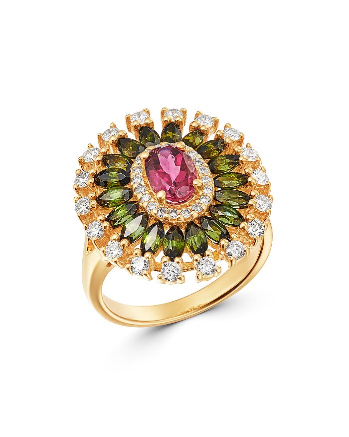 Bloomingdale s Pink Green Tourmaline Diamond Ring in 14K
