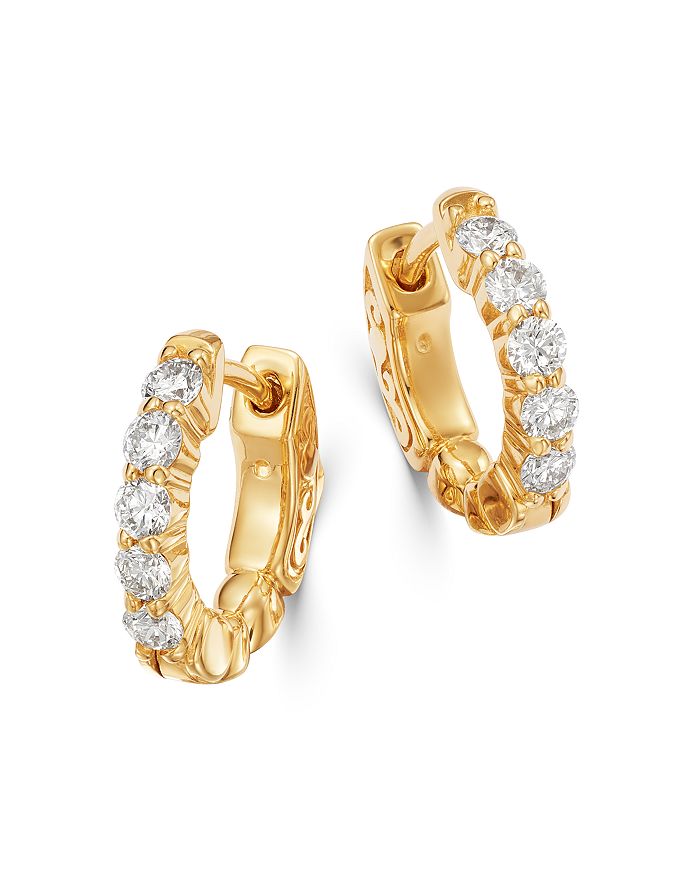 Bloomingdale's Diamond Huggie Hoop Earrings In 14k Yellow Gold, 0.50 Ct. T.w. - 100% Exclusive In White/gold