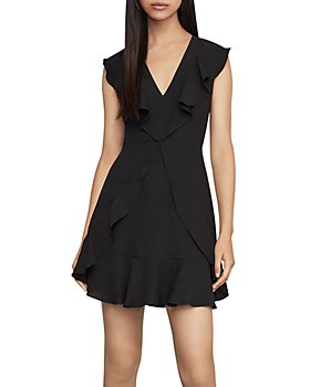 BCBGMax Azria Womens Lydia Knit Lace Dress with Ruffles and Side Cutouts 