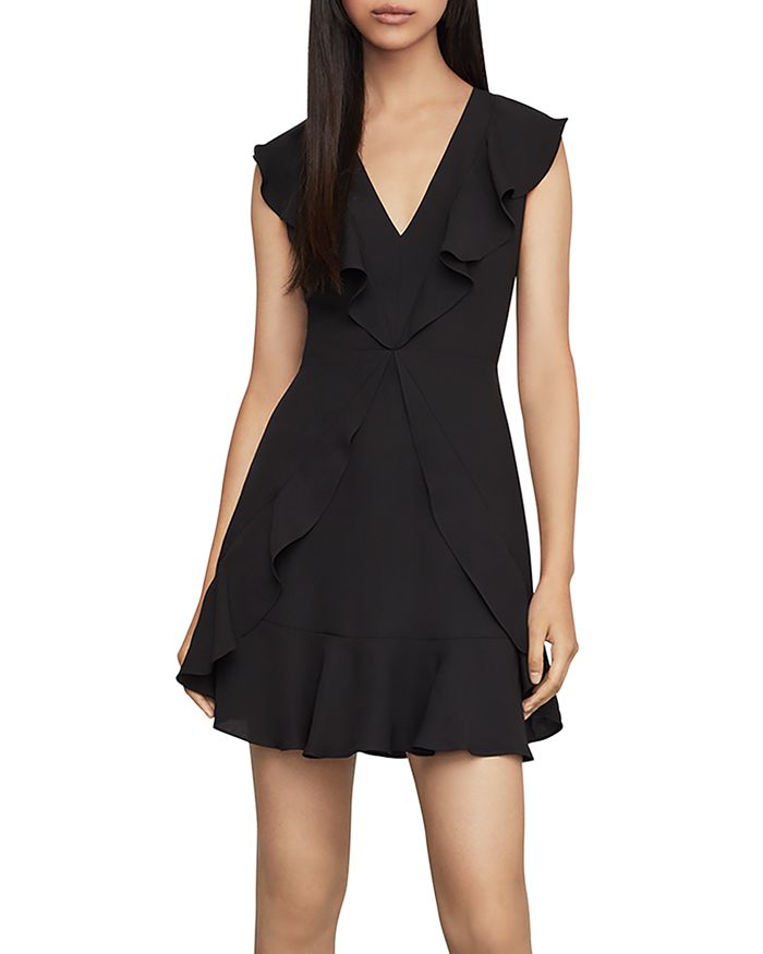 Shop Bcbgmaxazria Ruffled Mini Dress - 100% Exclusive In Black