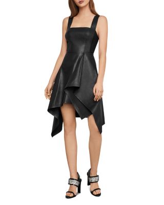 Bcbgmaxazria Asymmetric Faux Leather Dress In Black ModeSens