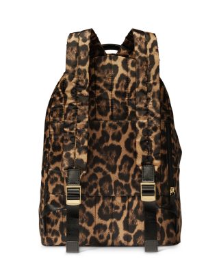 kelsey large leopard nylon backpack