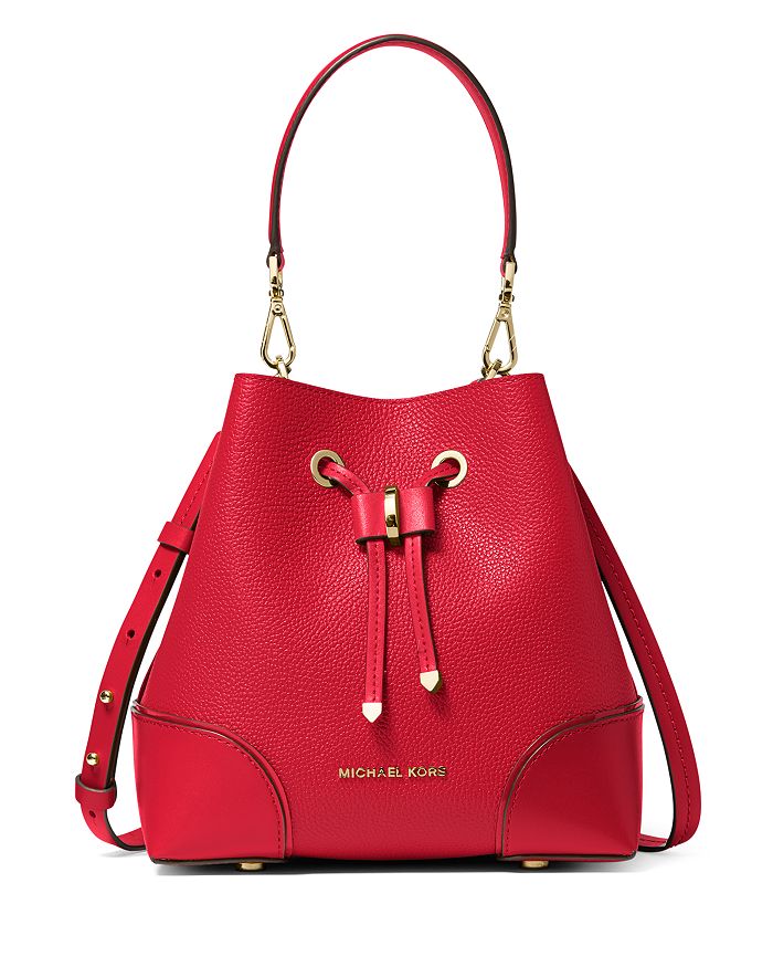 Michael Michael Kors Mercer Gallery Small Bucket Bag In Bright Red/gold