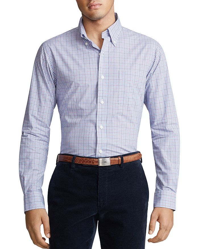 Polo Ralph Lauren Classic Fit Plaid Poplin Shirt In Navy / Lavender Multi
