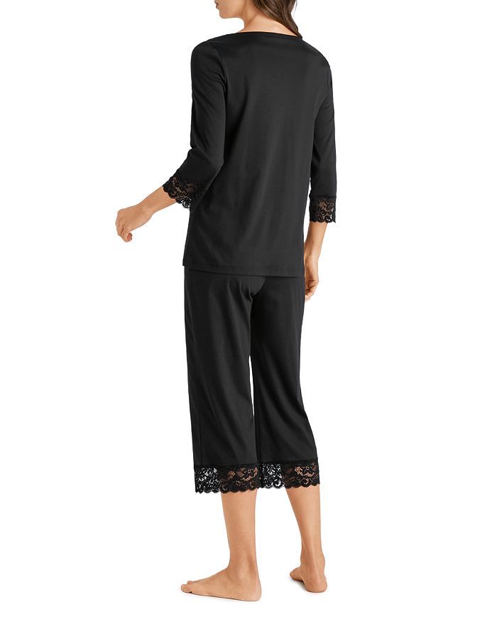 Shop Hanro Moments Cropped Pajama Set In Black