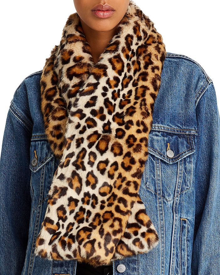 Aqua Printed Faux Fur Scarf - 100% Exclusive In Leopard