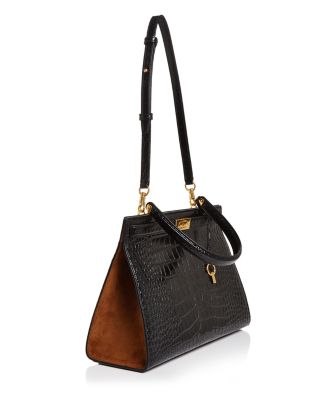 Tory Burch Lee Radziwill Croc-Embossed Satchel | Bloomingdale's