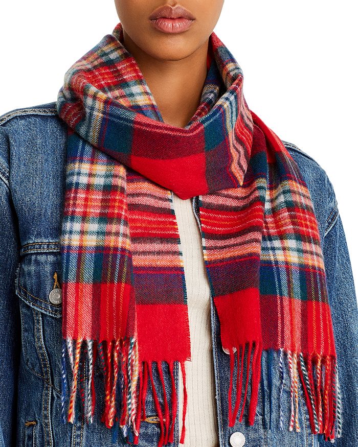 Aqua C By Bloomingdale's Tartan Cashmere Scarf - 100% Exclusive In Classic Red