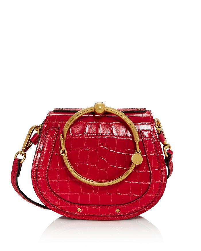 CHLOÉ NILE SMALL CROC-EMBOSSED SATCHEL,C19SS301A87