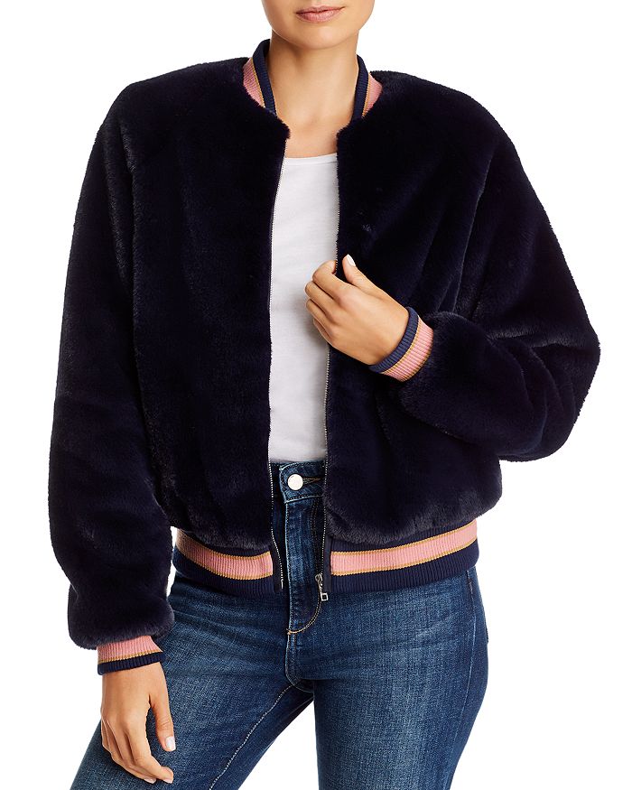 MOTHER The Letterman Faux Fur Varsity Jacket | Bloomingdale's