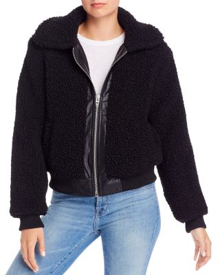 faux leather trim long hooded jacket blanknyc