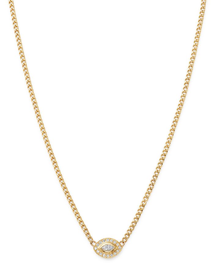 Zoë Chicco 14k Yellow Gold Diamond Eye Pendant Necklace, 14-16 In White/gold