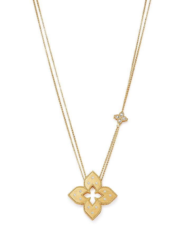 Roberto Coin 18k Yellow Gold Venetian Princess Diamond Pendant Necklace, 30 In White/gold