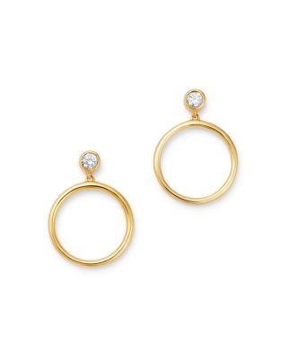 gold circle drop earrings