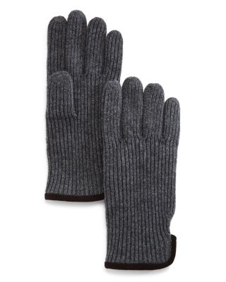 The Men's Store at Bloomingdale's Suede Trimmed Ribbed Gloves - Exclusive