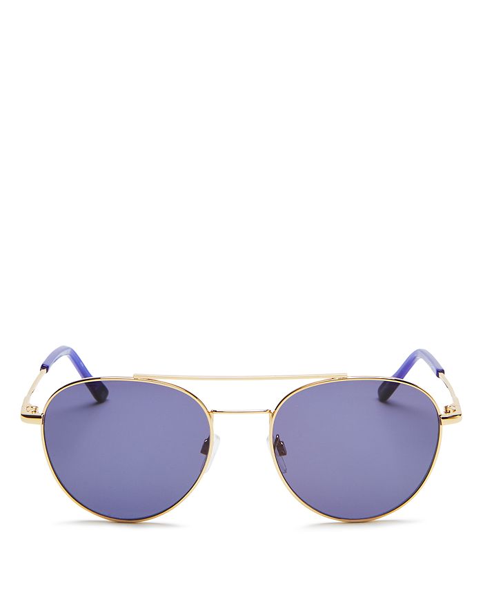 Le Specs Men's Savage Brow Bar Aviator Sunglasses, 54mm In Bright Gold/khaki Mono Gradient